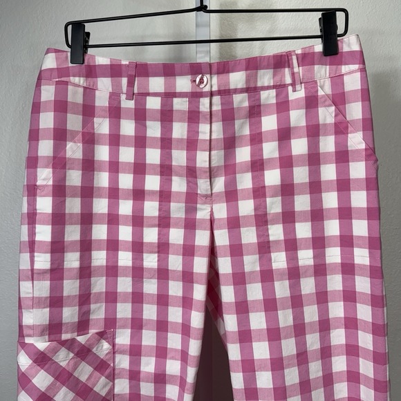 Lilly Pulitzer Vintage Preppy Gingham Pink White Plaid Capri Chino Pants Size 8 - Picture 2 of 9